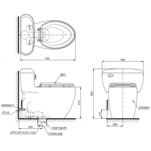 Bồn cầu Một Khối MS366T7