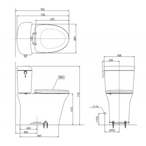 Bàn Cầu Hai Khối Nắp Đóng Êm CW190K/SW190K 