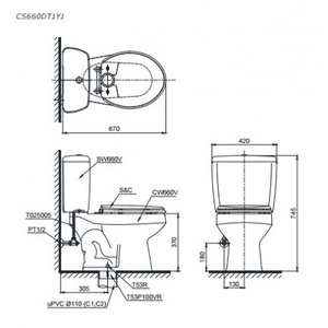 Bàn cầu 2 khối TOTO CS660DTY1, Nắp Đóng Êm