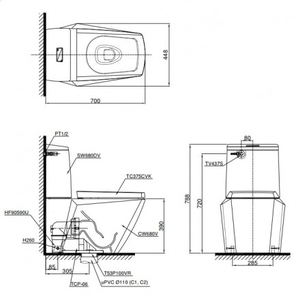 Bàn Cầu 2 khối TOTO CS680DT4, Nắp Đóng Êm