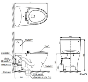 Bàn Cầu 2 khối TOTO CS769DT2, Nắp Đóng Êm