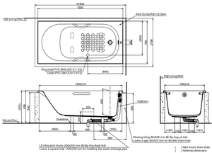 Bồn tắm TOTO PAY1510V#W/TVBF411