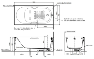 bồn tắm TOTO PAY1515VC#W/TVBF411
