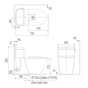 Bồn cầu 1 khối INAX AC-918VRN-1 nắp đóng êm