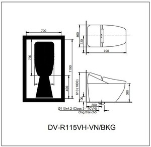 Bồn cầu cảm ứng DV-R115VH-VN/BKG