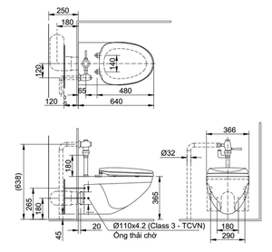 Bồn cầu treo tường AC - 22PVN