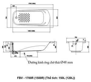 Bồn tắm INAX FBV-1700R ocean