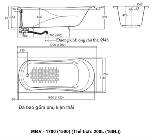 Bồn tắm INAX MBV-1700 galaxy