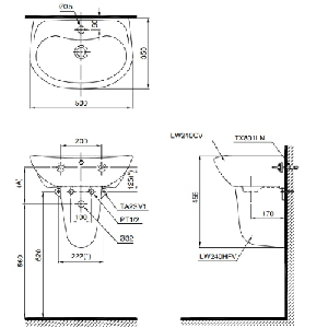 Chậu lavabo TOTO LHT240CS chân ngắn treo tường