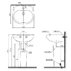 Chậu lavabo TOTO LPT236CS chân dài treo tường