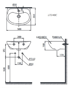 Chậu lavabo TOTO LT240CS treo tường