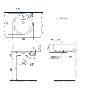 Chậu Lavabo TOTO LT367CR đặt bàn