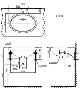 Chậu lavabo TOTO LT548 âm bàn