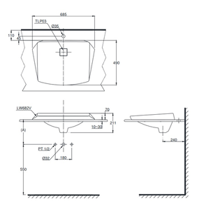 Chậu lavabo TOTO LT682 bặt bàn 