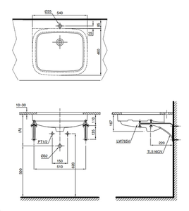 Chậu lavabo TOTO LT765 âm bàn