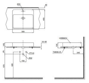 Chậu lavabo TOTO LT950C đặt bàn