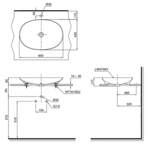 Chậu lavabo TOTO LT4706 đặt bàn