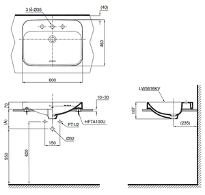 Chậu lavabo TOTO LT5616C đặt bàn