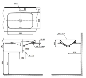 Chậu lavabo TOTO LT5716 đặt bàn