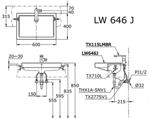 Chậu lavabo TOTO LW646JW/F bán âm bàn