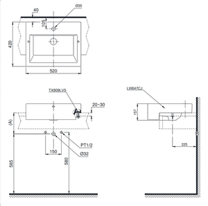 Chậu lavabo TOTO LW647CJW/F bán âm bàn