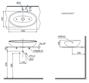 Chậu lavabo TOTO LW818JW đặt bàn