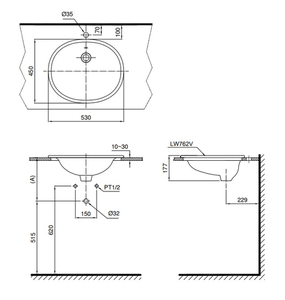 Chậu lavabo TOTO L762 dương vành