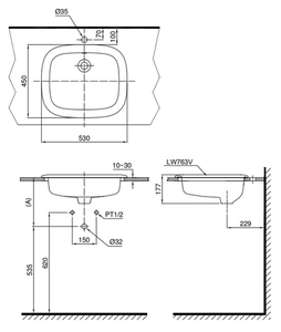 Chậu lavabo TOTO L763 dương vành