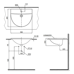 Chậu lavabo TOTO L946CR dương vành