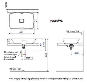 Chậu lavabo TOTO PJS02WE đặt bàn