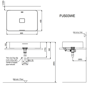 Chậu lavabo TOTO PJS03WE đặt bàn