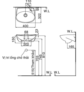 Chậu rửa lavabo INAX L-280V treo tường