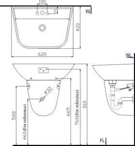 Chậu rửa lavabo INAX L-297V/L-297VC chân ngắn treo tường