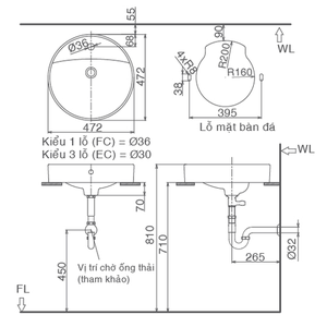 Chậu rửa lavabo INAX L-294V đặt bàn