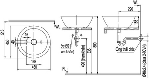 Chậu rửa lavabo INAX L-445V đặt bàn