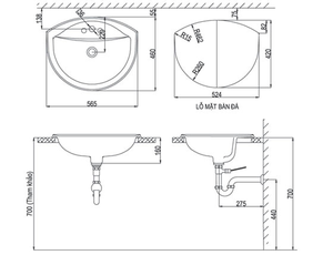 Chậu rửa lavabo INAX L-2396V âm bàn dương vành