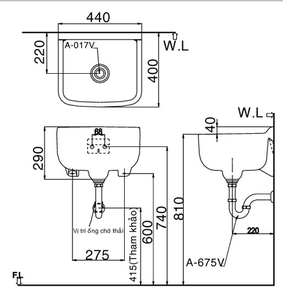 chậu rửa lavabo INAX S-17V đa năng kiểu treo tường