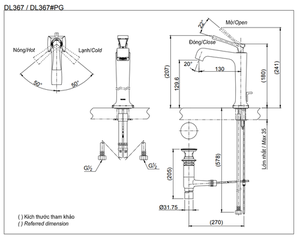 Vòi chậu lavabo TOTO DL367#PG nóng lạnh