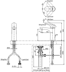 Vòi chậu lavabo TOTO TLG01301V nóng lạnh