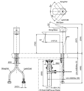 Vòi chậu lavabo TOTO TLG02304V nóng lạnh 