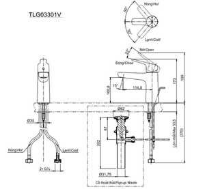 Vòi chậu lavabo TOTO TLG03301V nóng lạnh