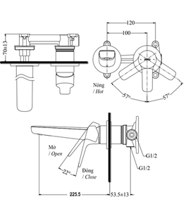 vòi chậu gật gù TOTO TLG03308B nóng lạnh gắn tường