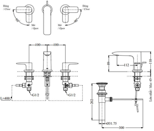 Vòi chậu lavabo TOTO TLG04201B nóng lạnh