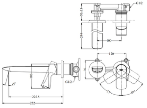 Vòi chậu lavabo TOTO TLG04310B nóng lạnh gắn tường