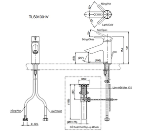 Vòi chậu lavabo TOTO TLS01301V nóng lạnh