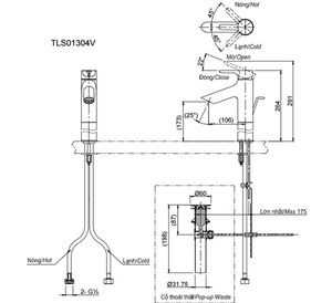 Vòi chậu lavabo TOTO TLS01304V nóng lạnh cổ cao