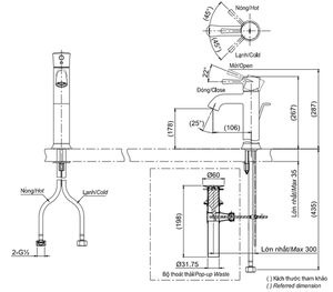Vòi chậu lavabo TOTO TLS02303V nóng lạnh cổ cao