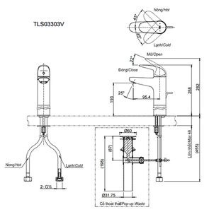 Vòi chậu lavabo TOTO TLS03303V nóng lạnh cổ cao