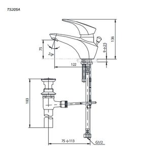 Vòi chậu lavabo TOTO TS205A nóng lạnh