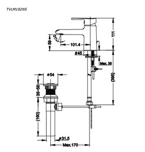 Vòi chậu lavabo TOTO TVLM102NSR nóng lạnh